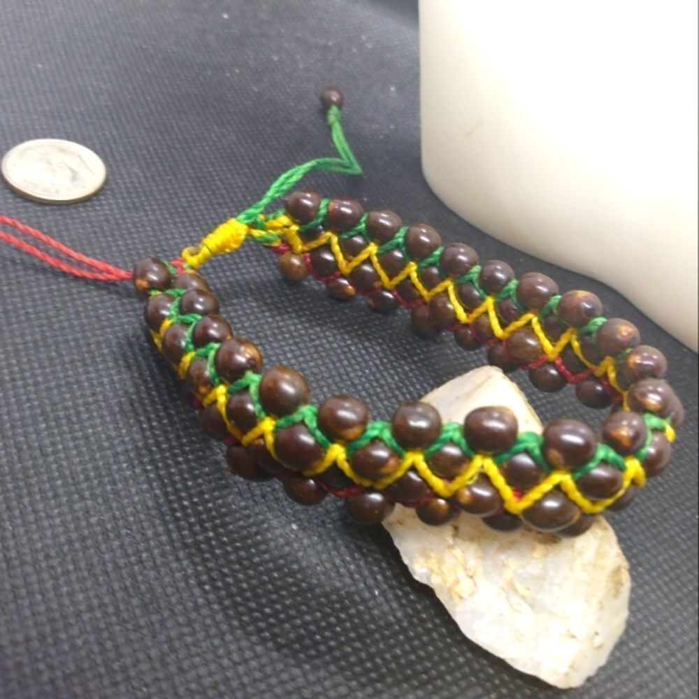 Bob Marley rastafarian wooden beaded‎ bracelet